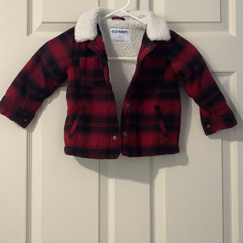 Old Navy Sherpa Lined plaid flannel jacket